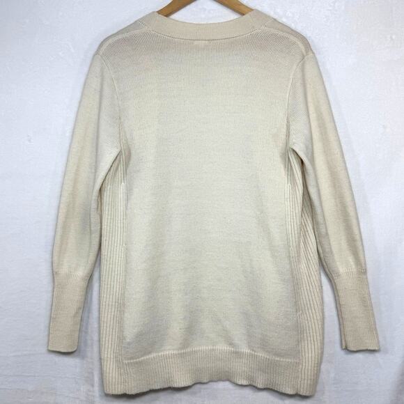 J. Crew Large Wool Alpaca Cream Cardigan Sweater‎ Warm Pockets Softgirl Stretch - Picture 3 of 10